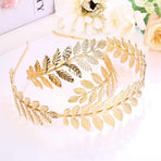 2 pcs Goddess Headband Arm Cuff Bridal Jewelry Set Roman Laurel Leaf Branch Crown Armlet Upper Arm Band Bracelet Adjustable