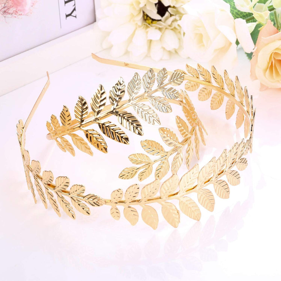 2 pcs Goddess Headband Arm Cuff Bridal Jewelry Set Roman Laurel Leaf Branch Crown Armlet Upper Arm Band Bracelet Adjustable