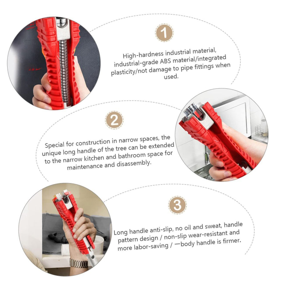 Sink Wrench Sink Water Pipe Wrench Multi-function Sink Spanner Waste Pipe Spanner Bathroom Adjustable Wrench Kitchen