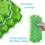2 PCS Premium Ice Cube Trays, AUSSUA Silicone Ice Cube Molds with Sealing Lid, 74-Ice Trays, Reusable, Safe Hexagonal