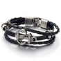 Vintage ship anchor bracelet, multi-layer woven versatile cowhide bracelet, personalized pirate style leather bracelet