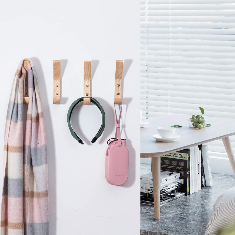 4pcs，Wood Hooks Wall Mounted, Coat Hooks Vintage Single Wall Hooks Organizer Heavy Duty for Towel Hat Hanging