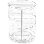 Rotatable Makeup Organizer Storage Box 360° Desktop Makeup Brush Holder Set with 3 Tier Round Cosmetic Display Stand