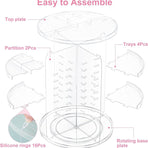 Rotatable Makeup Organizer Storage Box 360° Desktop Makeup Brush Holder Set with 3 Tier Round Cosmetic Display Stand