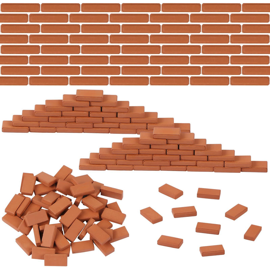 50 Pieces Mini Bricks Tiny Bricks for Landscaping Red Miniature Bricks Model Brick Small Wall Bricks Fake Bricks for Crafts