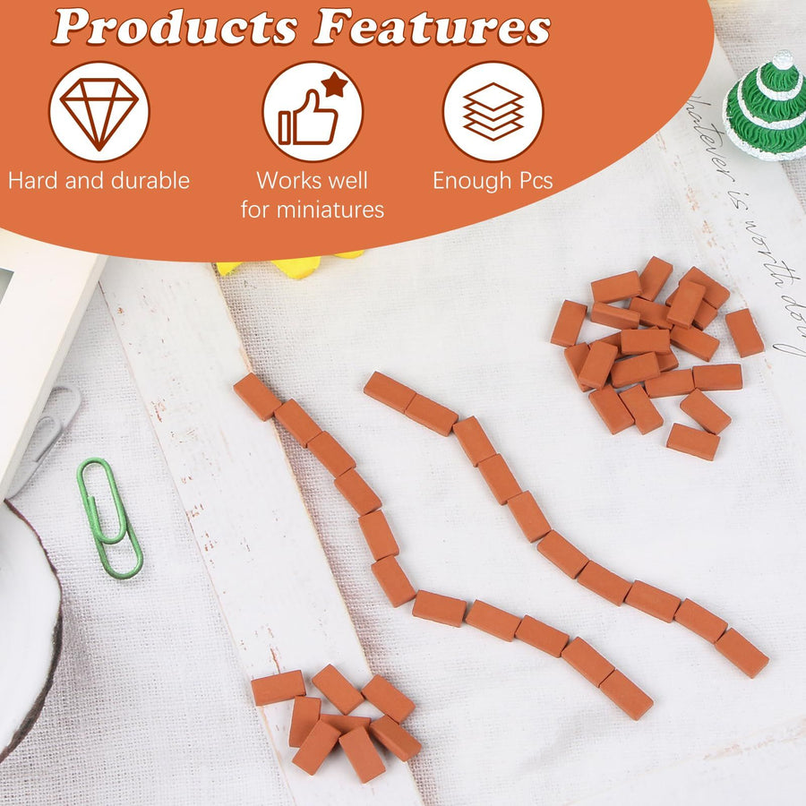 50 Pieces Mini Bricks Tiny Bricks for Landscaping Red Miniature Bricks Model Brick Small Wall Bricks Fake Bricks for Crafts