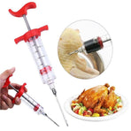 Meat Injector, Plastic Marinade Turkey Injector with 1-oz Capacity 1 pcs stainless steel needles （red）