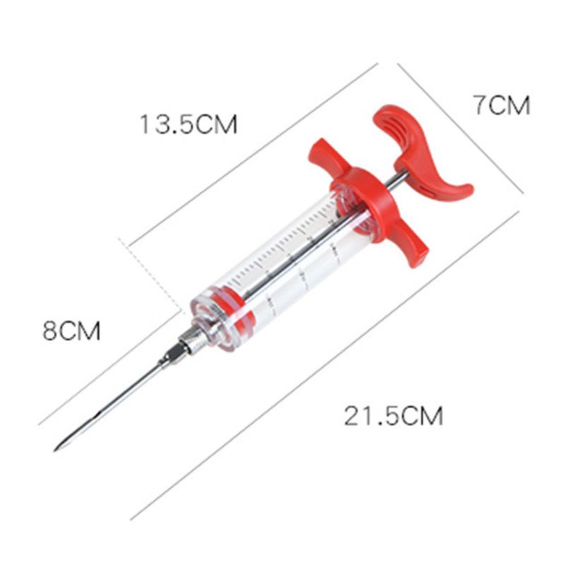 Meat Injector, Plastic Marinade Turkey Injector with 1-oz Capacity 1 pcs stainless steel needles （red）