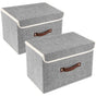 Collapsible Storage Boxes, Washable Fabric Storage Bins with Lids, Miscellaneous storage box 38*25*25cm, 2 Pack, Gray
