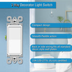 4Pack Three Way Switch Rocker Switch 15A 120/277V, On/Off Rocker Paddle Interrupter, Residential/Commercial Grade,Home & Office