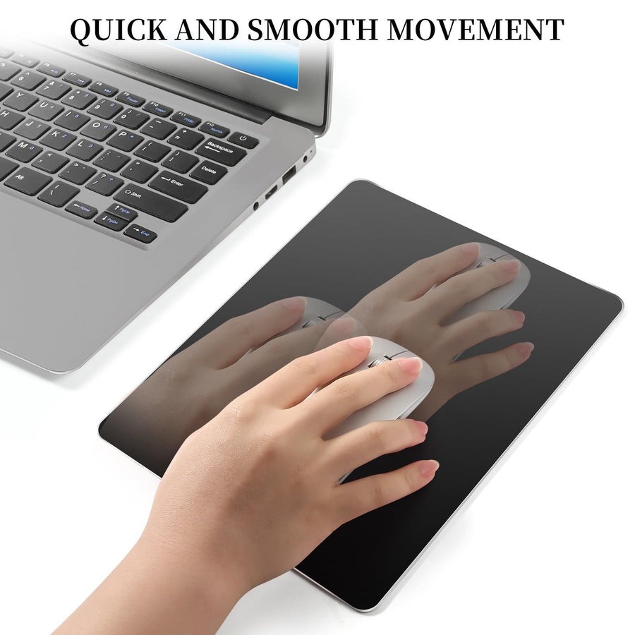Aluminum Mouse Pad with Non-Slip Rubber Base and Micro Sand Blasting Alloy Surface for Fast and Accurate Control
