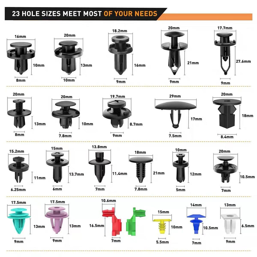 725Pcs Auto Trim Removal Tool Kit, Car Push Retainer Clips & Auto Fasteners Kit, Universal Push Bumper Fastener Rivet Clips