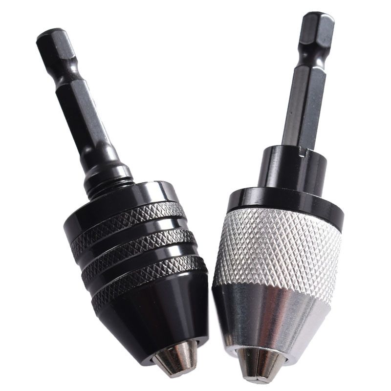 2 pcs Drill Chuck Adapter, Hex Shank Keyless Drill Chuck Fast Change Adapter Converter Drill Adapter in 0.3-6.5 mm
