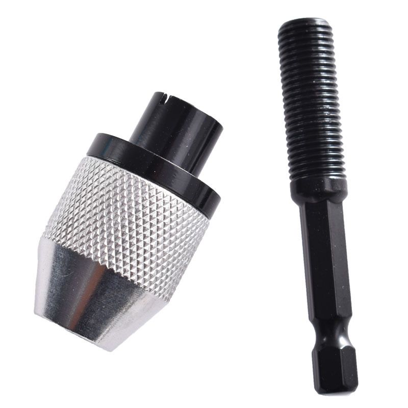 2 pcs Drill Chuck Adapter, Hex Shank Keyless Drill Chuck Fast Change Adapter Converter Drill Adapter in 0.3-6.5 mm