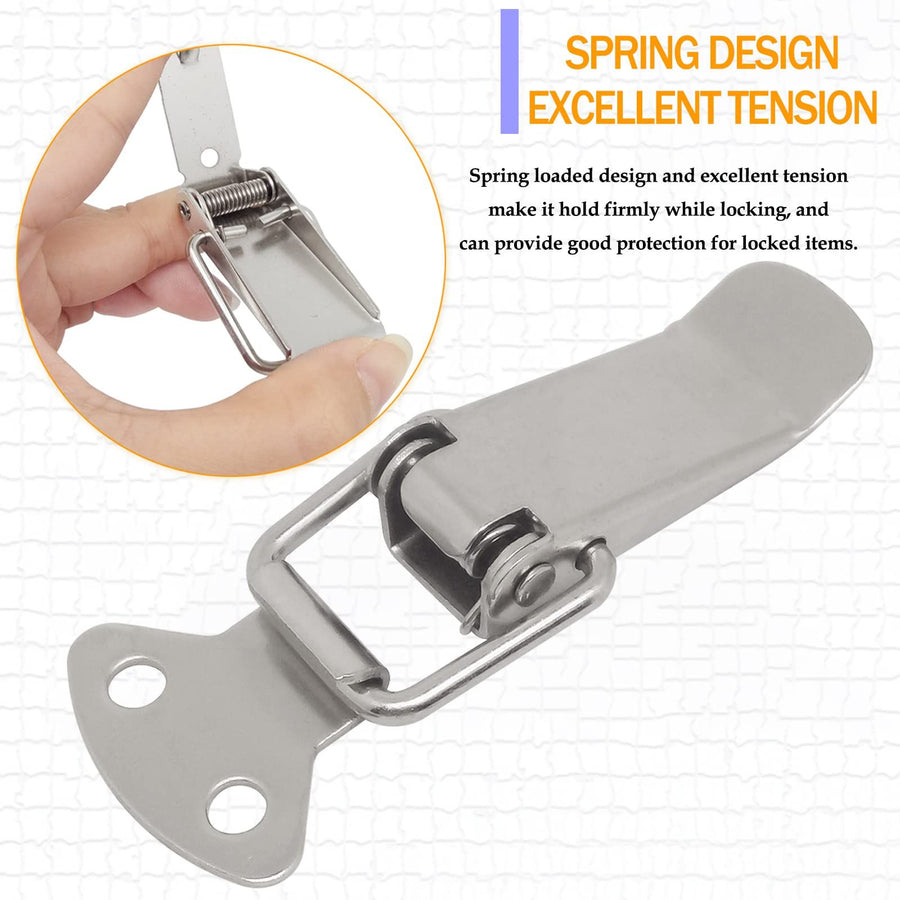Toggle Latch Spring Loaded Toggle Latch, 2Pieces Catch Clamp Clip Silver Catch Hasp Clamp Clip Duck Billed Buckle for Trunk, Case