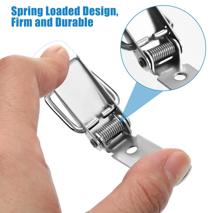 Toggle Latch Spring Loaded Toggle Latch, 2Pieces Catch Clamp Clip Silver Catch Hasp Clamp Clip Duck Billed Buckle for Trunk, Case