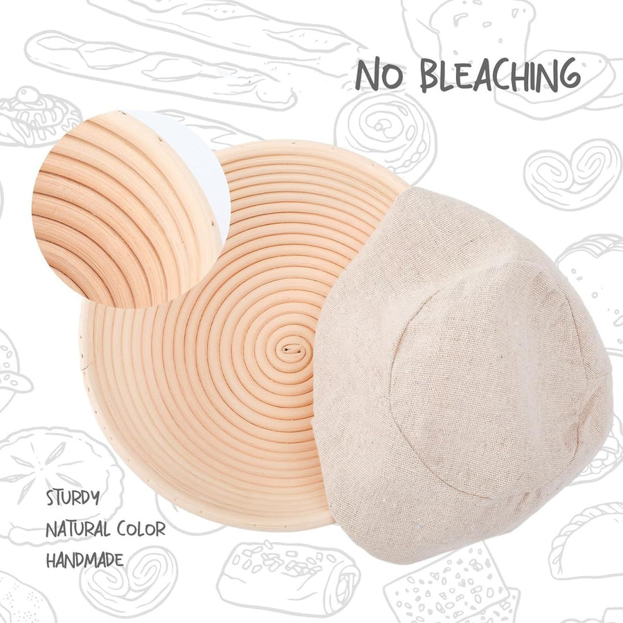 Bread Proofing Baskets Round Dough Proofing Bowls w/Liners Perfect for Home Sourdough Bakers Baking