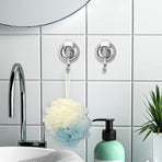 Suction Cup Hooks for Shower, Bathroom, Kitchen, Glass Door, Mirror, Tile – Loofah, Towel, Coat, Bath Robe Hook Holder ( 2Pack)