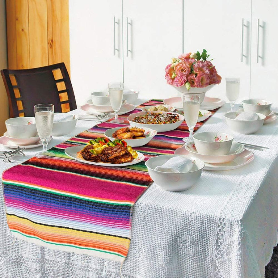 for Party Wedding Decorations Outdoor Picnics Dining Table, Fringe Cotton Table Runners,Cinco De Mayo, Holidays