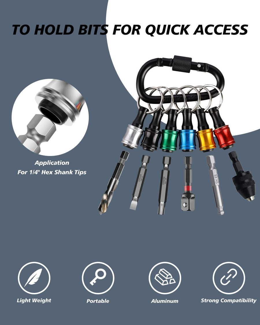 Bit Holder Keychain - Quick Release Bit Holder, 1/4 Hex Drill Bit Holder Gadgets for Men, Drill Bit Organizer1set
