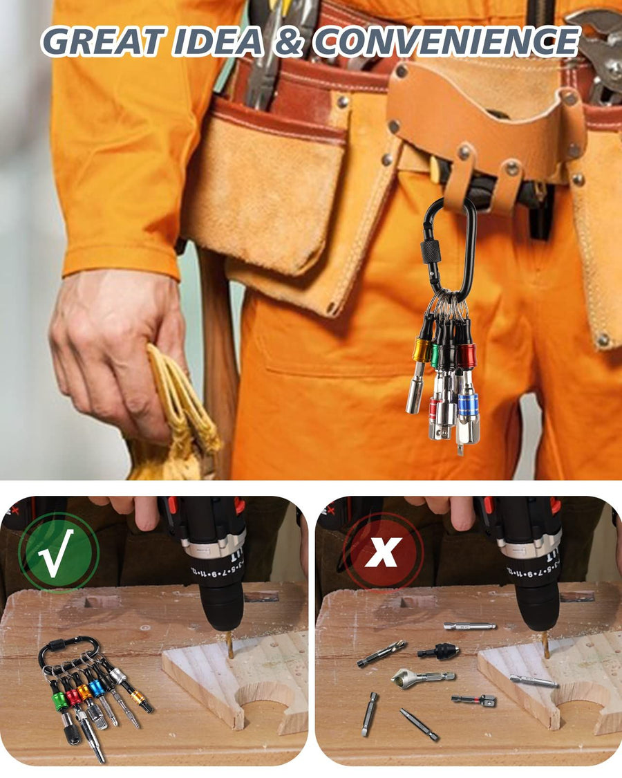Bit Holder Keychain - Quick Release Bit Holder, 1/4 Hex Drill Bit Holder Gadgets for Men, Drill Bit Organizer1set