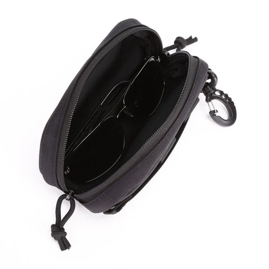 Tactical Glasses Case Glasses Pouch. Portable Eyeglasses Cases Eyewear Box. Eyeglass Case with Clip （black）