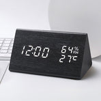 Digital Alarm Clocks Wooden LED Time Display for Bedrooms with Humidity&Temperature Detect Smart LED Digital Clock