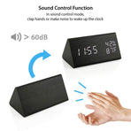 Digital Alarm Clocks Wooden LED Time Display for Bedrooms with Humidity&Temperature Detect Smart LED Digital Clock