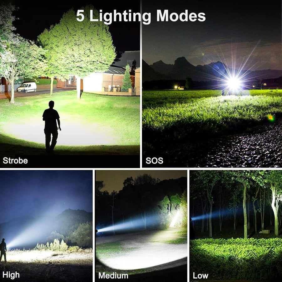 Rechargeable Flashlights,Lumens Flashlight,Tactical Flashlight with Zoomable,Super Bright Waterproof Flashlights for Emergencies