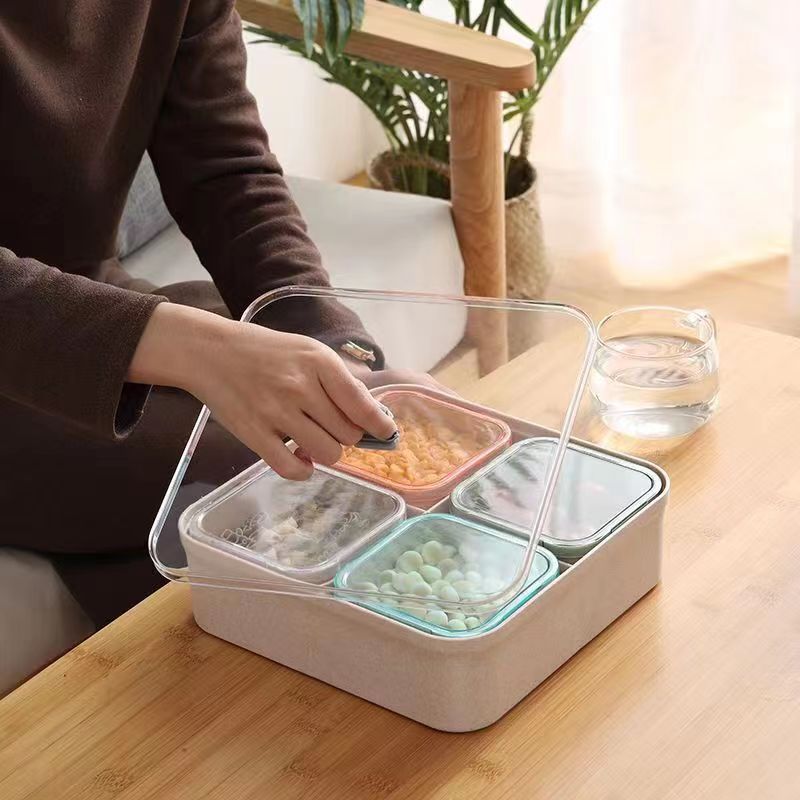 Snack Serving Tray, Appetizer Tray, 4 Compartment Food Platter Dried Fruit Tray Food Storage Containers for Fruit Cakes kitchen