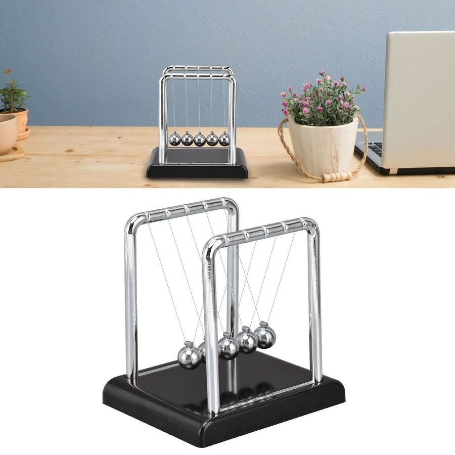 Metal Balance Swinging Physics Science Pendulum Balls Desk Motion Toy for Office Physics Teacher Decorations(Black Bottom)