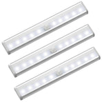Under Cabinet Lights, Wireless Motion Sensing Stick-on Anywhere Step LED Light Bar with Magnetic Strip, Pure White, 3-Pack