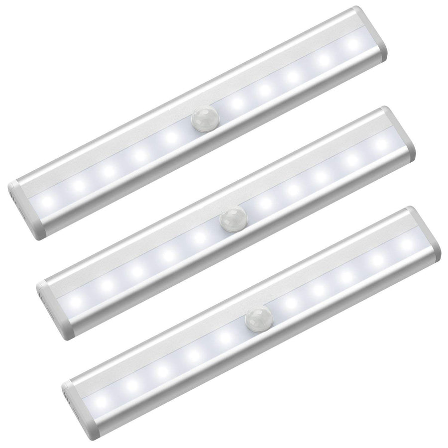 Under Cabinet Lights, Wireless Motion Sensing Stick-on Anywhere Step LED Light Bar with Magnetic Strip, Pure White, 3-Pack
