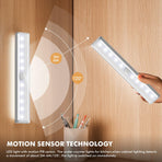 Under Cabinet Lights, Wireless Motion Sensing Stick-on Anywhere Step LED Light Bar with Magnetic Strip, Pure White, 3-Pack