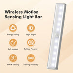 Under Cabinet Lights, Wireless Motion Sensing Stick-on Anywhere Step LED Light Bar with Magnetic Strip, Pure White, 3-Pack