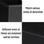 Remote Control Holder PU Leather Storage Container for TV Remote Phone Eyeglasses Desk Organizer （Black ）