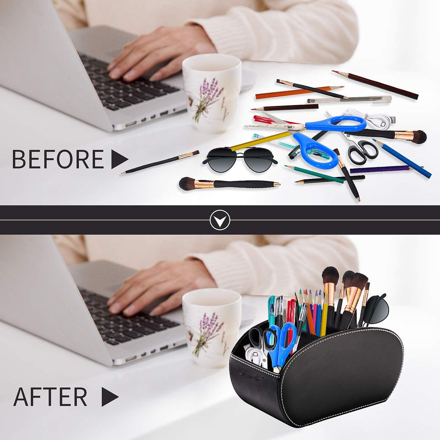 Tv Remote Control Holders Organizer Box with 5 Compartment Leather Multi-Functional Office Organization and Storage Tv Remote