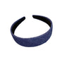 denim headband 3 3/16 inches wide fabric covered hair band headband denim jean (Dark blue and black and blue )