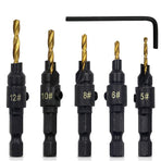 Hex Shank Countersink Drill Bit Power Tools Accessories for Plastic Metal Woodworking Tool by Power Drill 5Pcs/Set #5#6#8#10#12