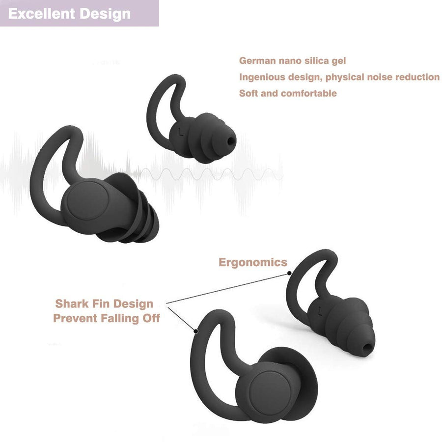 Ear Plugs for Noise Reduction, Reusable Silicone Anti-Noise Earplugs for Sleeping Snoring Traveling Studying Working