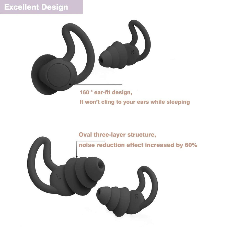 Ear Plugs for Noise Reduction, Reusable Silicone Anti-Noise Earplugs for Sleeping Snoring Traveling Studying Working