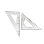 Pack of 2 Transparent Triangle Plastic Ruler Scale Set Square:30/60 Degree & 45/90 Degree Angle Acrylic Architectural Drawing