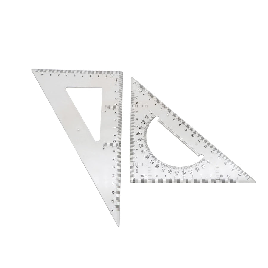 Pack of 2 Transparent Triangle Plastic Ruler Scale Set Square:30/60 Degree & 45/90 Degree Angle Acrylic Architectural Drawing