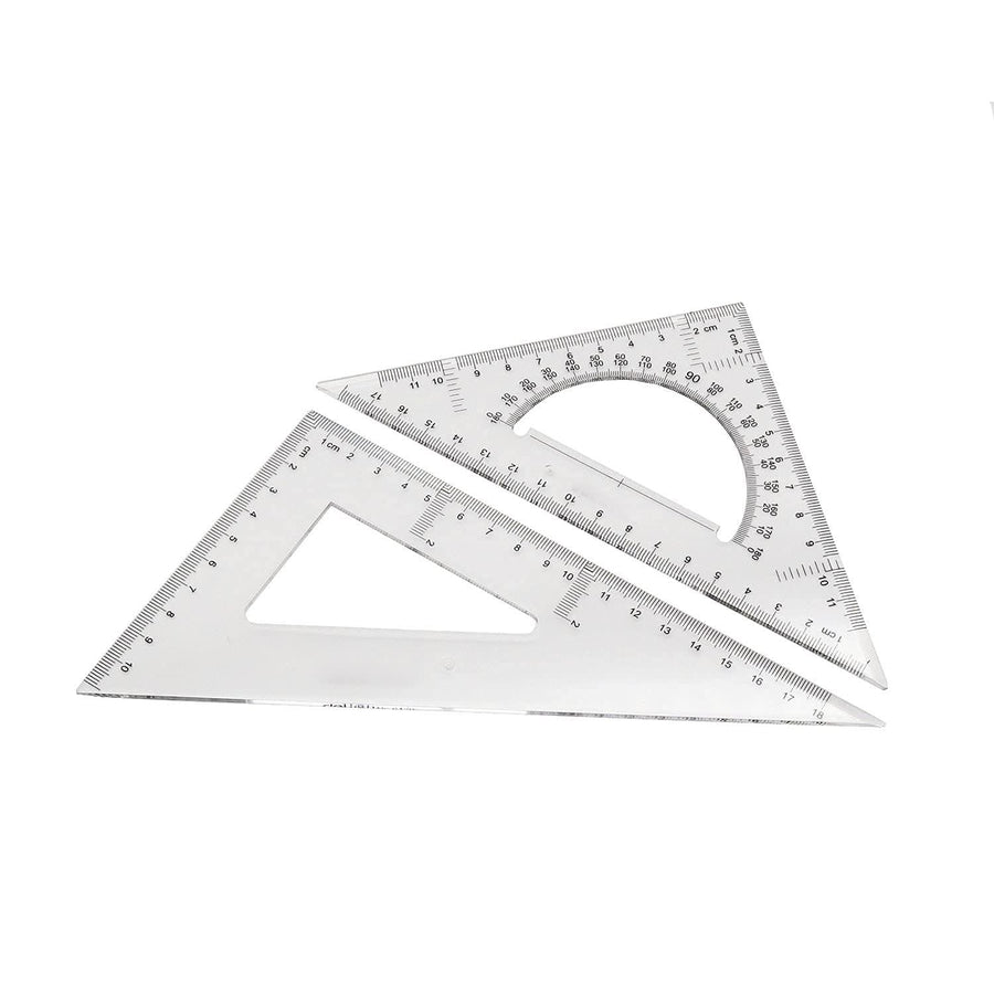 Pack of 2 Transparent Triangle Plastic Ruler Scale Set Square:30/60 Degree & 45/90 Degree Angle Acrylic Architectural Drawing