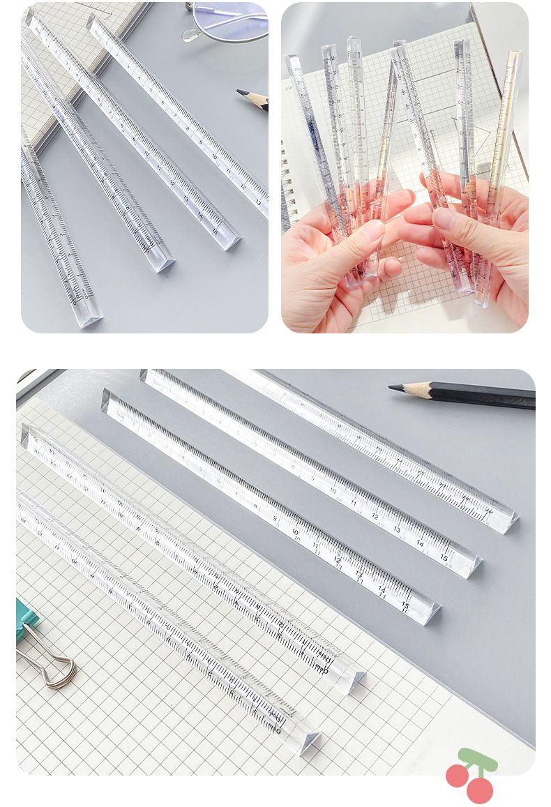 Transparent Triangular Prism Ruler Scale Ruler 0-15cm Straight Ruler for Ideal for Teacher Student Architect Clear Ruler（5pcs）