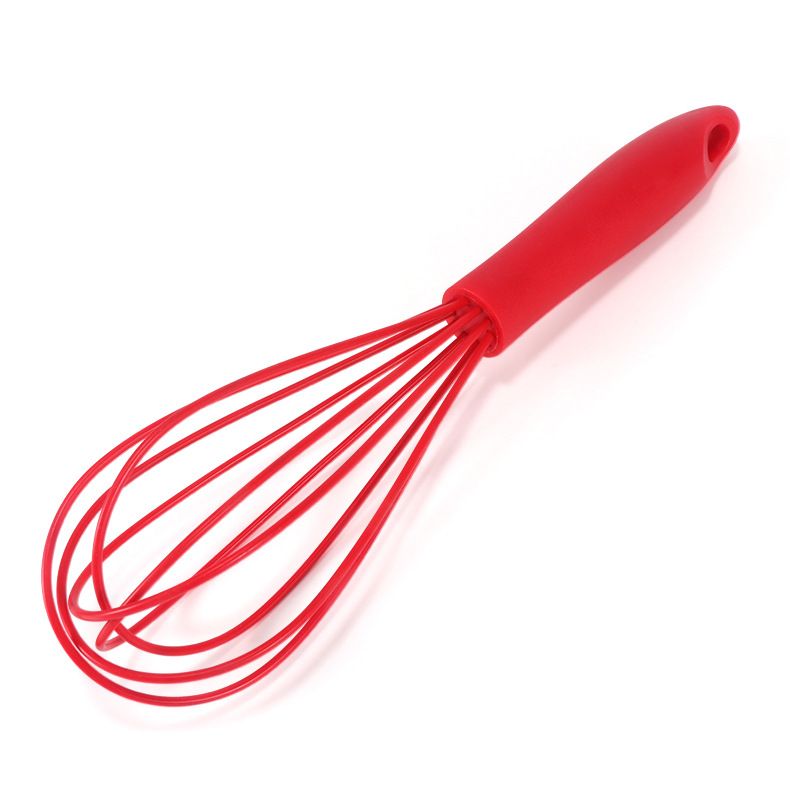 10-inch stainless steel silicone egg beater mini egg beater colorful egg beater mixer mini baking tools,(red-2 pcs)