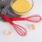 10-inch stainless steel silicone egg beater mini egg beater colorful egg beater mixer mini baking tools,(red-2 pcs)