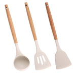 Silicone Kitchen Utensils Set, Heat Resistant Cooking Utensils Set Spatula Set Nonstick Cookware (3 pcs white)