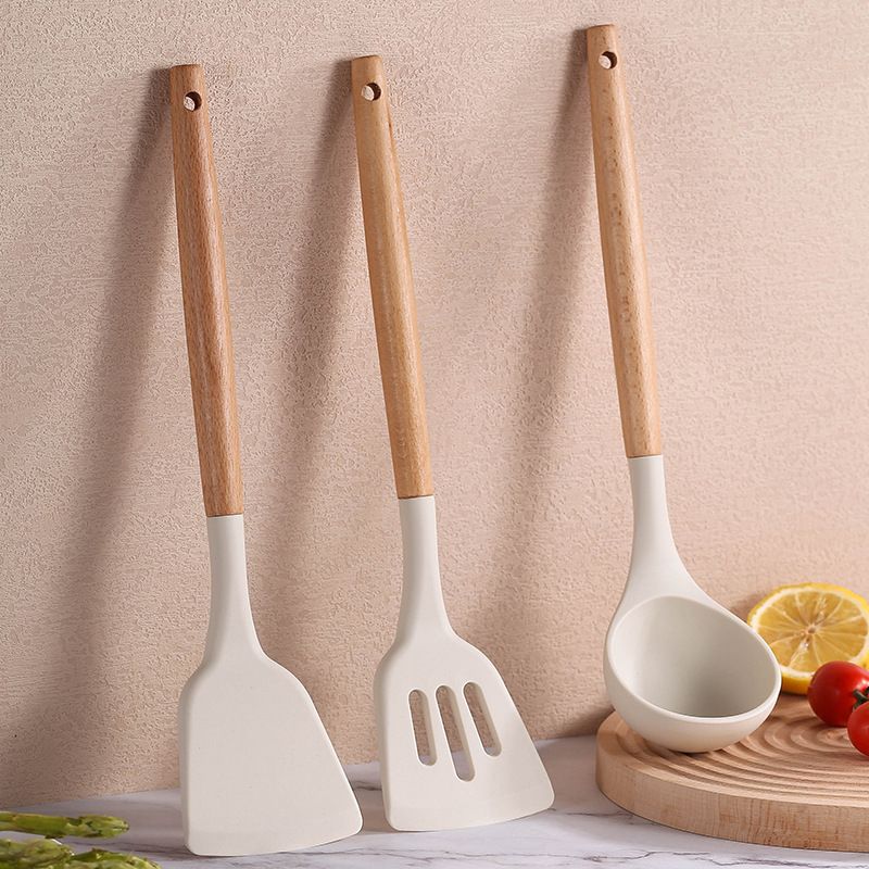 Silicone Kitchen Utensils Set, Heat Resistant Cooking Utensils Set Spatula Set Nonstick Cookware (3 pcs white)
