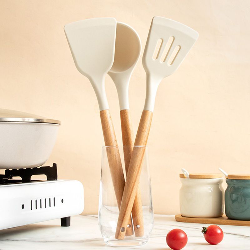 Silicone Kitchen Utensils Set, Heat Resistant Cooking Utensils Set Spatula Set Nonstick Cookware (3 pcs white)